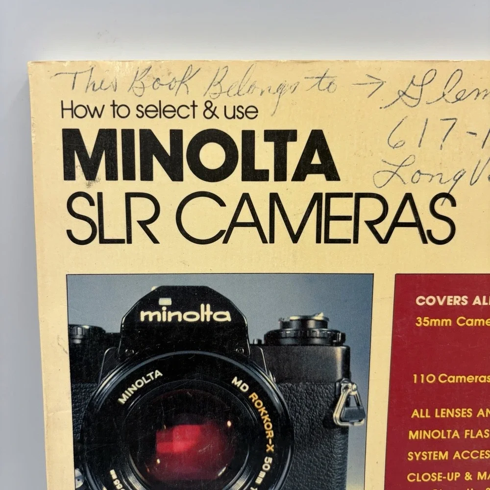 How To Select & Use Minolta SLR Cameras Carl Shipman 1980 Book